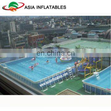 Ground metal steel frame swimming pool with filter pump, mobile swimming pool equipment set
