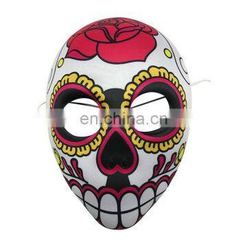 White EVA Mask Covered with Fabric with Giant Flower Decoration for Halloween, Carnival and Party