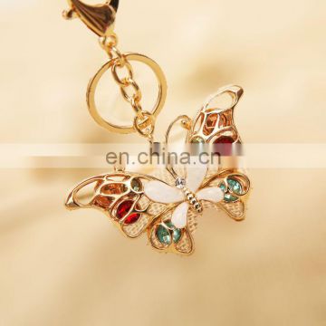 Fashion High quality Crystal mini live plush butterfly keychain MCA-0288