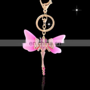 Wholesale Promotional cheap Fashion metal rhinestone insect dragonfly Keychain MCA-0050