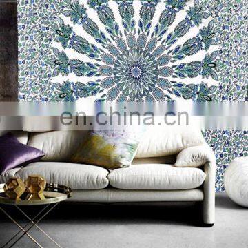 Indian Mandala Tapestry Throw Handmade Cotton Ethnic Hippie Bohemian Gypsy Bedspread, Bedding Coverlet Art