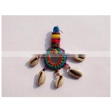 Vintage Handmade Banjara Keychain Tribal Boho Keyring Cotton Tassels Metal Keychain Manufacturer