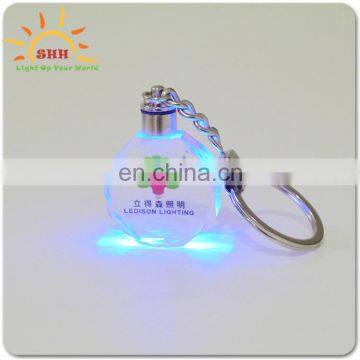 wholesale multi-color led diamond outlook shaped crystal cheap keychain