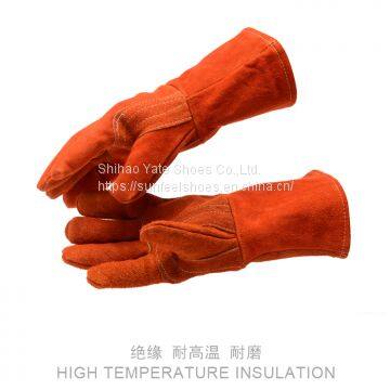 Welding Gloves Sticked Leather For Tig / Mig Heat Resistant 14