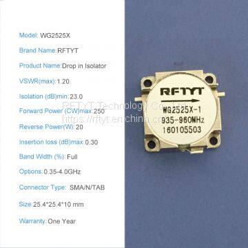 RFTYT WG2525X VHF 0.35-4.0 GHz High Frequency Range TAB SMA N RF Drop in Isolator