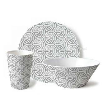 Customized Pattern High Quality Plastic Plates and Bowl 3pcs Turkish Dinner Set With Cup photo-5