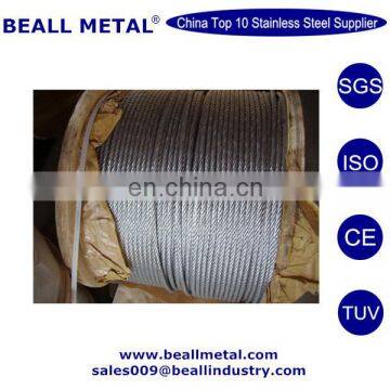 AISI316 7x19 stainless steel wire rope 10mm