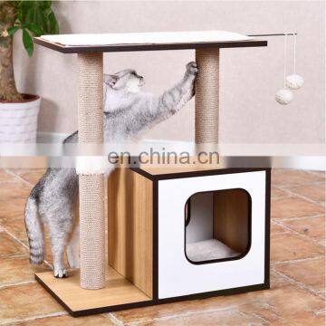 Manufacture Sale Customized Wooden Pet Cat Furniture Scratcher Condo Lounge