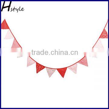 Red and White Star Dot Pattern Fabric Bunting 12 Flag Christening Baby Shower PL001 photo-2