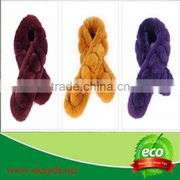 100% Natural rex rabbit fur scarf