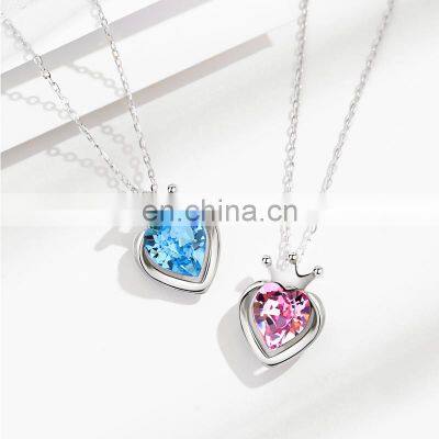 Women Wholesale Jewelry 925 Sterling Silver Zircon Heart Pendant Necklace