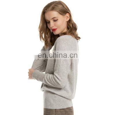 Women Plain Knit Classic V Neck Elastic Rib Cuff Cosy Cashmere Sweater photo-4