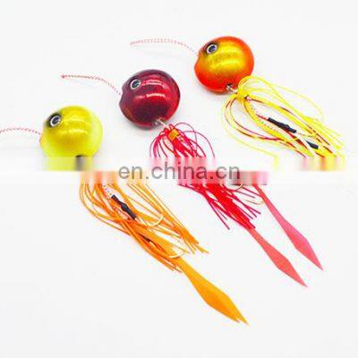 40g-150g Mixed Color Fishing Metal Squid Jig Head With Fly Rubber Skirts Lure Isca Artificial Pesca Leurre