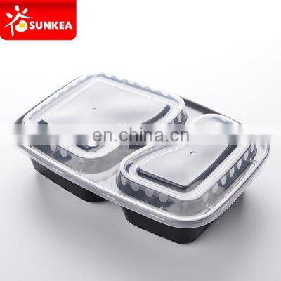 2 compartment clear disposable plastic take away bento box