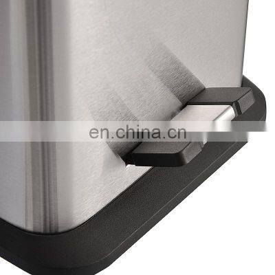 Bathroom Color Plastic Lid Waste Bins Powder Coating Metal Waste Bin Body Square Stainless Steel Pedal Bin photo-2