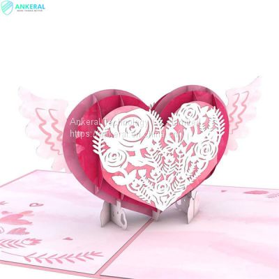 Winged Heart 3D Folded Card Personalized Valentine’s Day Card Best Gift for Lover