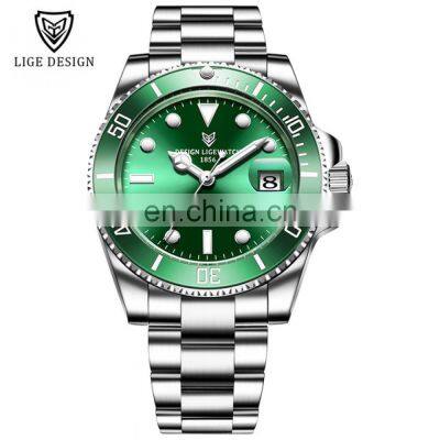 LIGE 6801 Luxury Automatic Watches Men Stainless Steel Waterproof Dive Watches Business Mechanical Watch photo-2