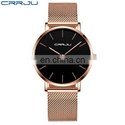 Crrju 2185 New Times Men Watch in Black Steel Simple Dial Quartz Analog Watches in Shenzhen