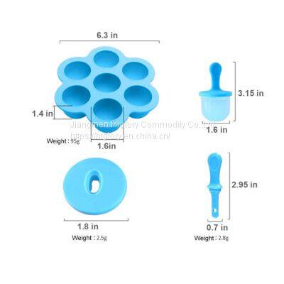 7 Cavity Non-Stick Popsicle Makers Baby Food Storage Container Silicone Popsicle Molds Mini Silicone Ice Pop Molds With Sticks photo-5