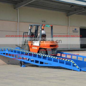 Forklift working container loading ramps
