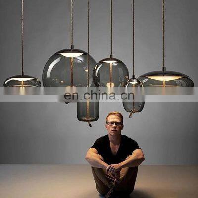 Vintage Pendant Lamp American Amber Glass Ceiling Lighting for Home Decor Modern Style Chandelier