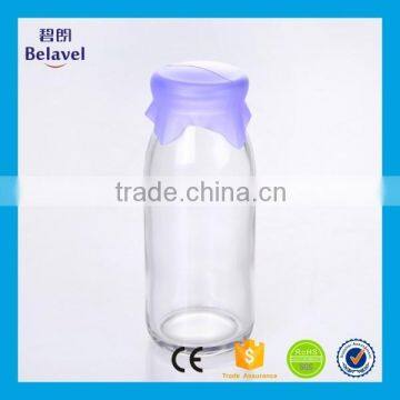 Food Grade 250ml Beverage Juice Bottle Glass Milk Bottle With Silicone Cap