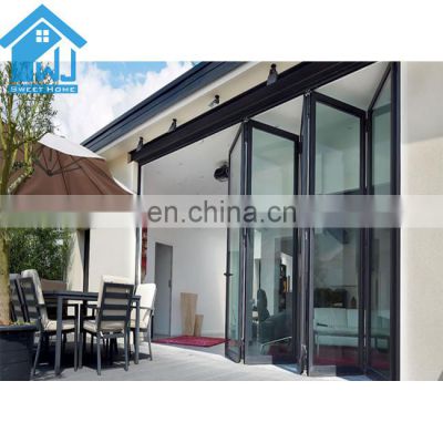 Modern High Aluminum Double Glass Accordion Large Big Bifold Long Bi Fold Sliding Exterior Main Entrance Patio Folding Door