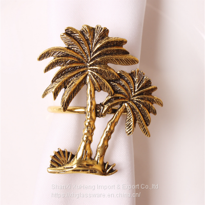 Modern Palm Tree Metal Stainless Steel Elegant Napkin Ring Holder