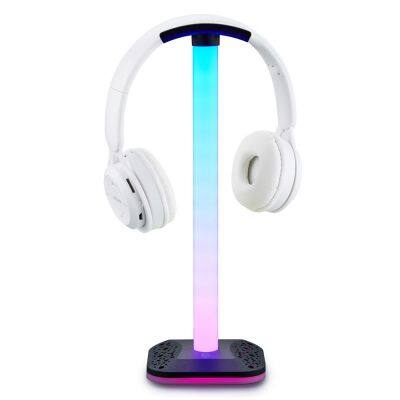 2024 OEM ODM Portable RGB Luminous Charging Stand Headset Earphone Mount Holder with Storage Tidy for Headphones