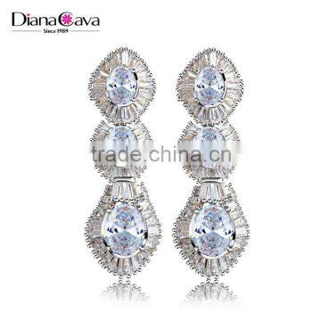 Factory Wholesale Best Quality Zircon Jewelry Baguette Multi Colored Stones Earrings photo-4