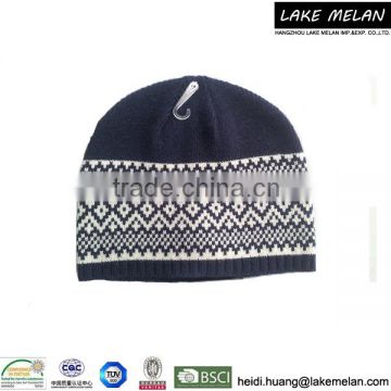 Hot Selling Acrylic/Wool Knitted Beanie Hat With Jacquard Pattern