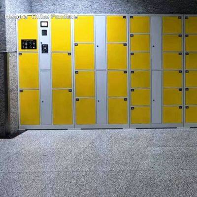Commercial Electronic Locker with Power Backup System Orange/Yellow Color Custom 30 Door Restaurant Hotel Staff Personal Storage