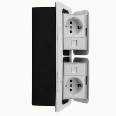 EU Double Floor Mounted Pop up Floor Socket Box