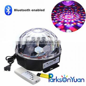 Mini Bluetooth Voice activated RGB LED Crystal Magic Ball Effect Light,Disco Stage Lighting with USB and Remote