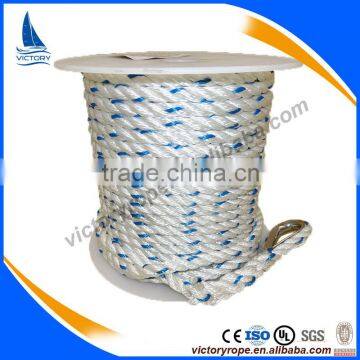 Polyester white with blue tracer marine anchor line for shipping