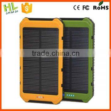 Fashionable dual usb portable powerbank solar 10000mah