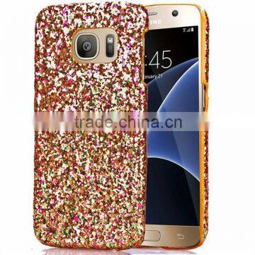 Glitter Powder Leather Coated Hard Plastic Cover for Samsung Galaxy S7 Edge G935