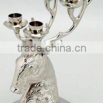 Aluminum Silver Plated Deer Candle Stand