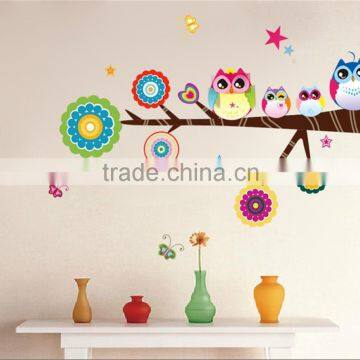 2016 Cute Colorful Owl Family Branch Butterfly PVC Wall Stickers Decal Decor for Kids Rooms photo-2