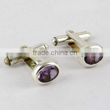 Hot Sale Silver Jewelry !! 925 Purple Amethyst Silver Cufflink Jewelry