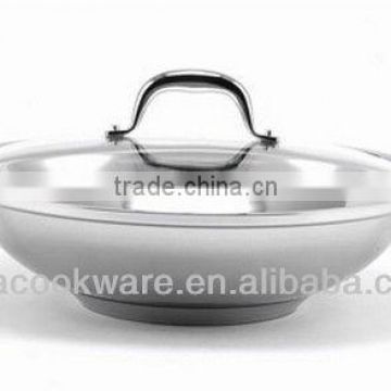 Stainless Steel Wok with Glass lid/Induction Bottom