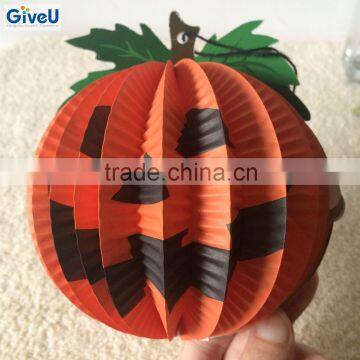 2016 Novelty H15cm Pumpkin Lantern Portable Paper Lantern for Halloween Decoration