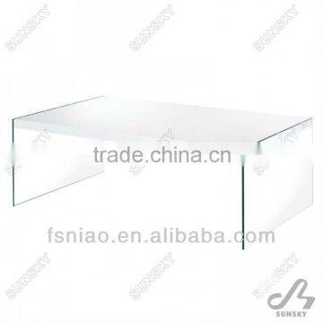 MDF top coffee table with glass leg