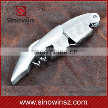 Double hinged metal opener for wine