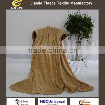 Multi Custom Embroidery / Advertising /Promotion Blanket For All Sizes Solid Coral Fleece Customize Blanket