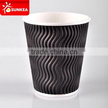 10oz disposable kraft ribbed ripple paper cups for hot drinking