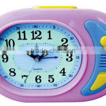 plastic oval shape alarm clock, analog melody music desktop clock, electron bell table alarm clock