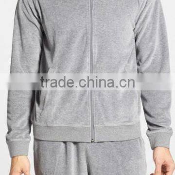 Cheap Warm Men's Velour Zip Pajama Jacket With Hood photo-5