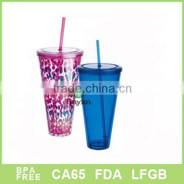 36oz double wall plastic water mug with straw