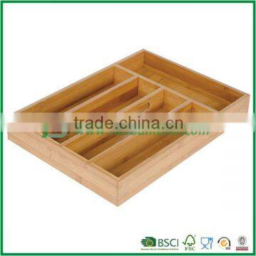 Natural bamboo cutlery tray with 5 sections